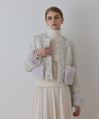 GRACE CONTINENTAL ツイードコンビジャケット キナリ