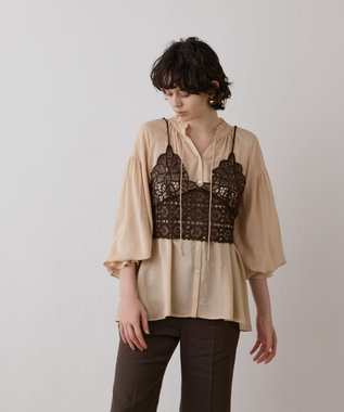 GRACE CONTINENTAL レースキャミ付カフタンブラウス ピンク