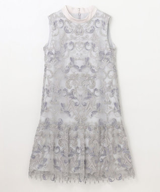 GRACE CONTINENTAL ラメオーナメントミニドレス グレー