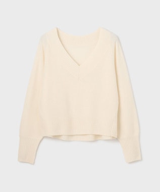 GRACE CONTINENTAL Vネックラムニットトップ ホワイト