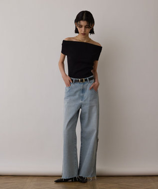 GRACE CONTINENTAL サス付zipデニムパンツ サックス