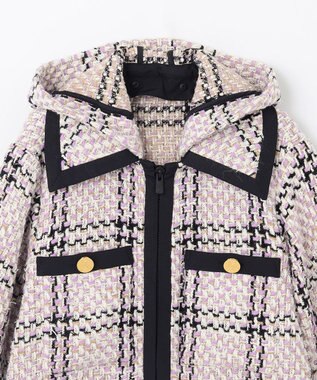 GRACE CONTINENTAL ツイードフーディーコート ラベンダー