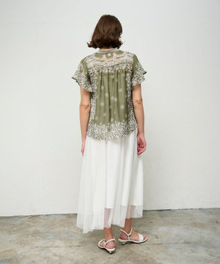 GRACE CONTINENTAL バンダナフレアスリーブブラウス カーキ