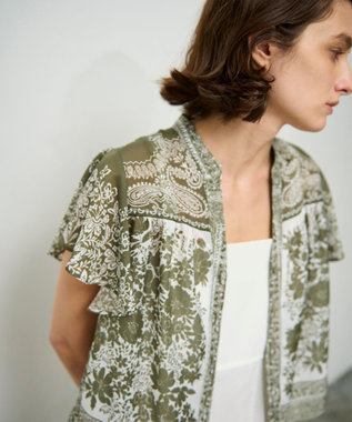 GRACE CONTINENTAL バンダナフレアスリーブブラウス カーキ