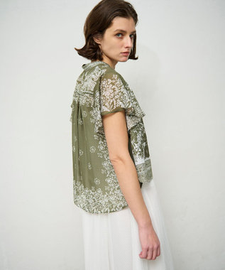 GRACE CONTINENTAL バンダナフレアスリーブブラウス カーキ