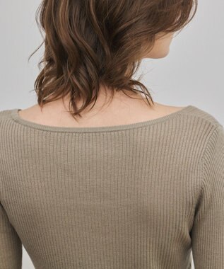 GRACE CONTINENTAL バイカラーリブニットトップ カーキ