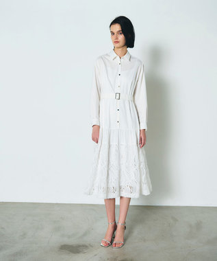 GRACE CONTINENTAL 刺繍ヘムシャツワンピース ホワイト