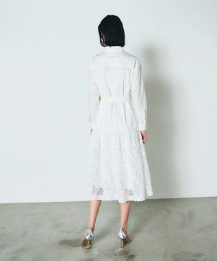 GRACE CONTINENTAL 刺繍ヘムシャツワンピース ホワイト