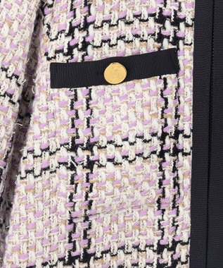 GRACE CONTINENTAL ツイードフーディーコート ラベンダー