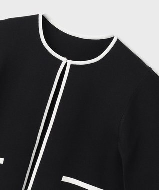 GRACE CONTINENTAL バイカラースリットニットカーディガン ブラック