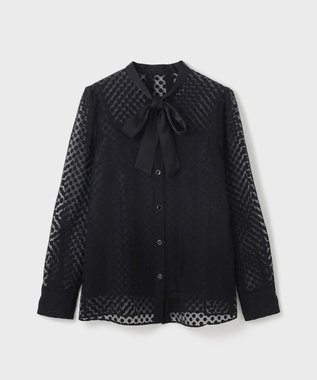 GRACE CONTINENTAL ドットオパールタイ付ブラウス ブラック