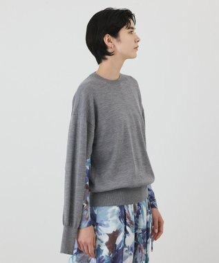 GRACE CONTINENTAL ウールスリットニットトップ グレー