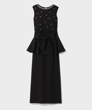 GRACE CONTINENTAL ペプラムリボンドレス ブラック