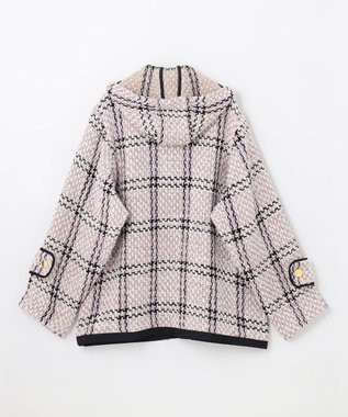 GRACE CONTINENTAL ツイードフーディーコート ラベンダー