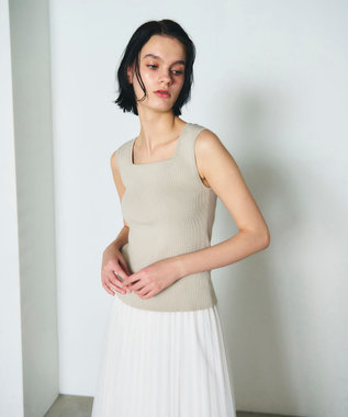 GRACE CONTINENTAL スクエアリブニットトップ グレー