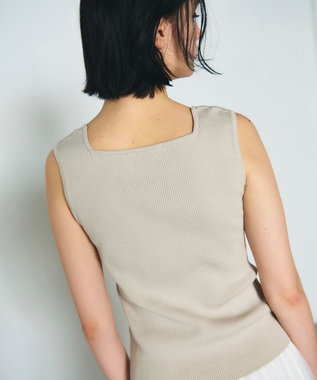 GRACE CONTINENTAL スクエアリブニットトップ グレー