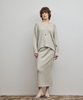 GRACE CONTINENTAL ラメフェザーニットスカート グレー