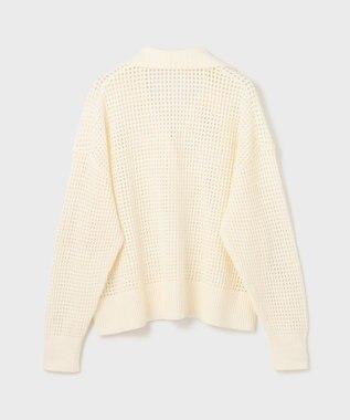 GRACE CONTINENTAL メッシュVネックニットトップ ホワイト