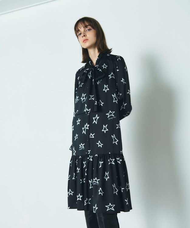 GRACE CONTINENTAL スタープリントミニワンピース ブラック