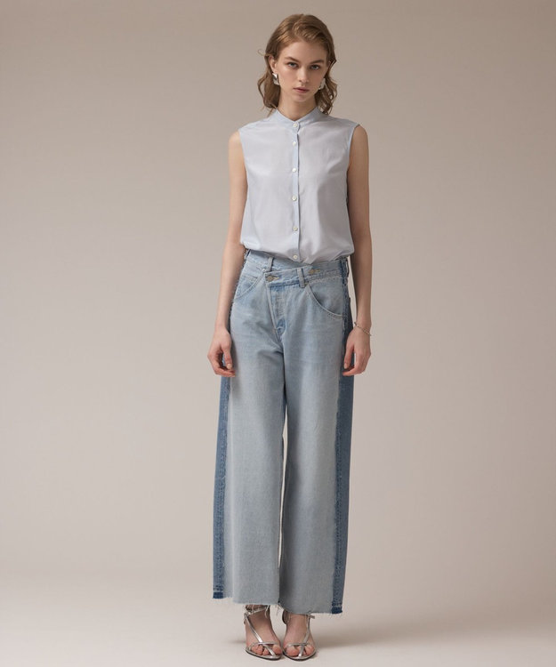 GRACE CONTINENTAL リメイクストレートデニムパンツ ブルー