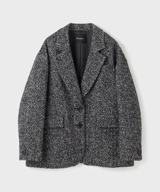 GRACE CONTINENTAL ヘリンボーンツイードジャケット ブラック