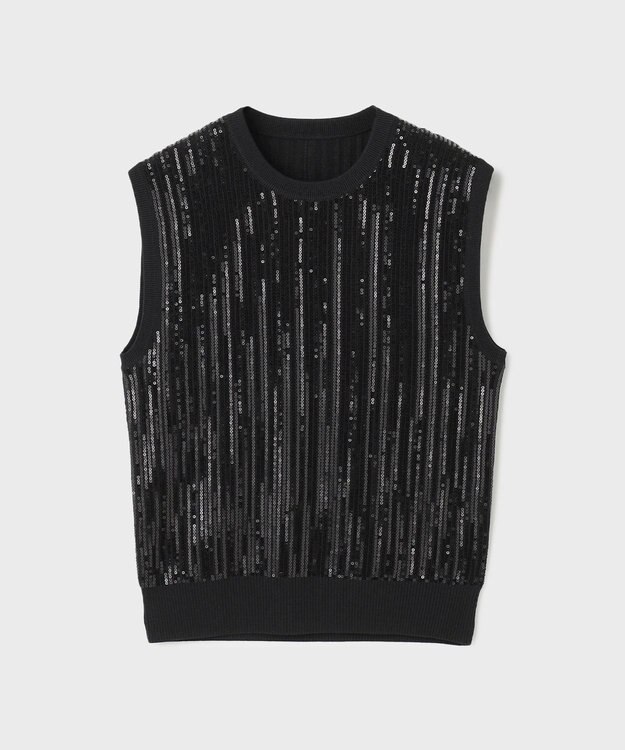 GRACE CONTINENTAL スパンコールニットノースリーブ ブラック