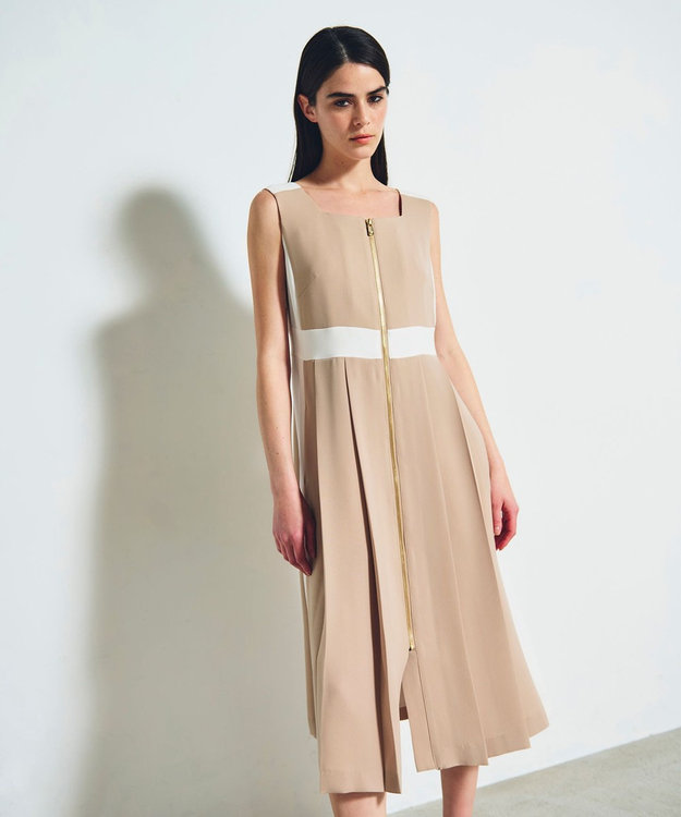 GRACE CONTINENTAL ラインバイカラードレス ベージュ