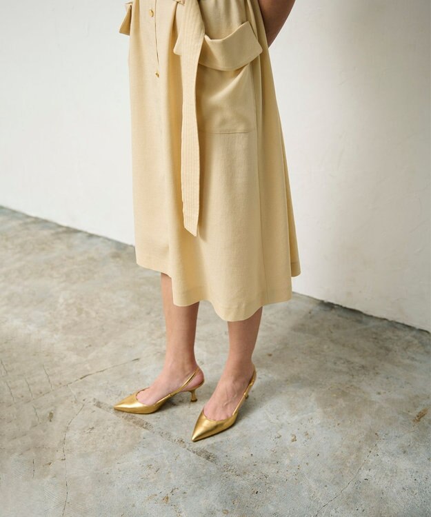 GRACE CONTINENTAL リネンタッチサファリドレス ベージュ