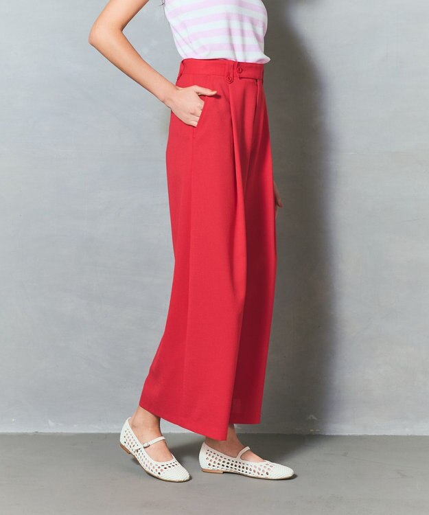 GRACE CONTINENTAL リネンタッチタックパンツ レッド