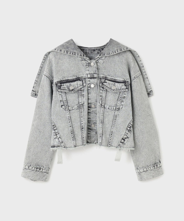 GRACE CONTINENTAL フードジップデニムジャケット グレー