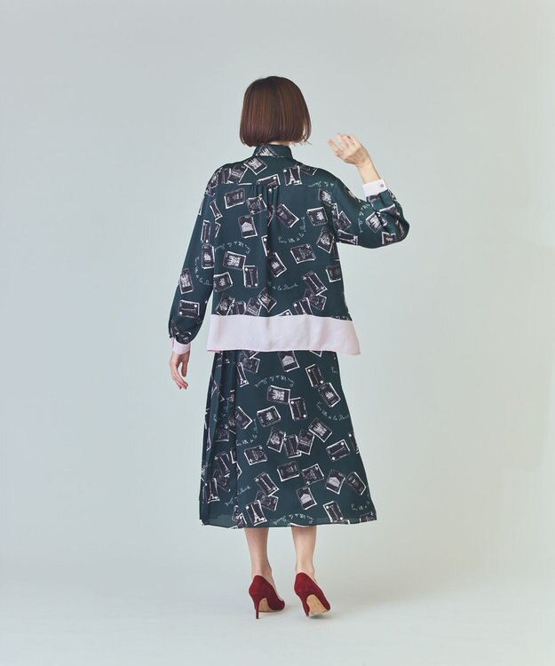 GRACE CONTINENTAL トランププリントラップスカート ブラック