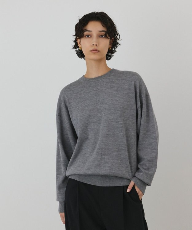 GRACE CONTINENTAL ウールスリットニットトップ グレー