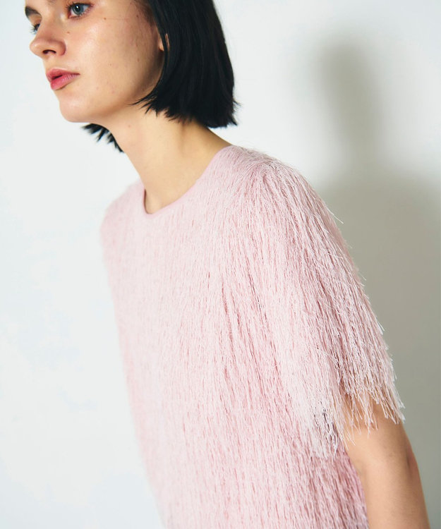 GRACE CONTINENTAL フリンジトップ ピンク