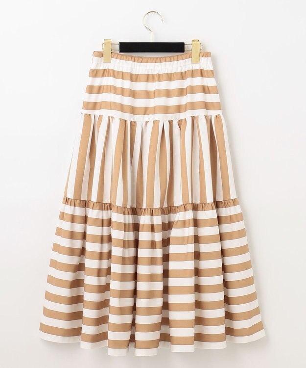 GRACE CONTINENTAL ボーダーコンビスカート キャメル