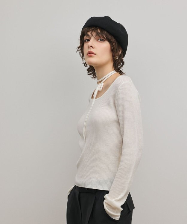 GRACE CONTINENTAL バイカラーリブニットトップ キナリ