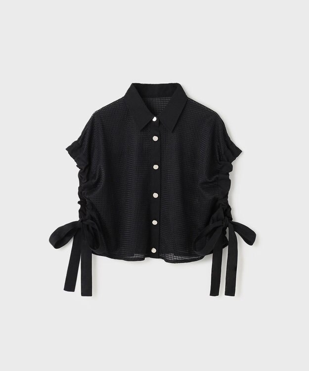 GRACE CONTINENTAL メッシュポンチョシャツ ブラック