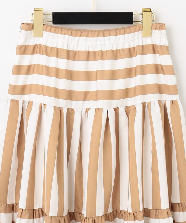 GRACE CONTINENTAL ボーダーコンビスカート キャメル