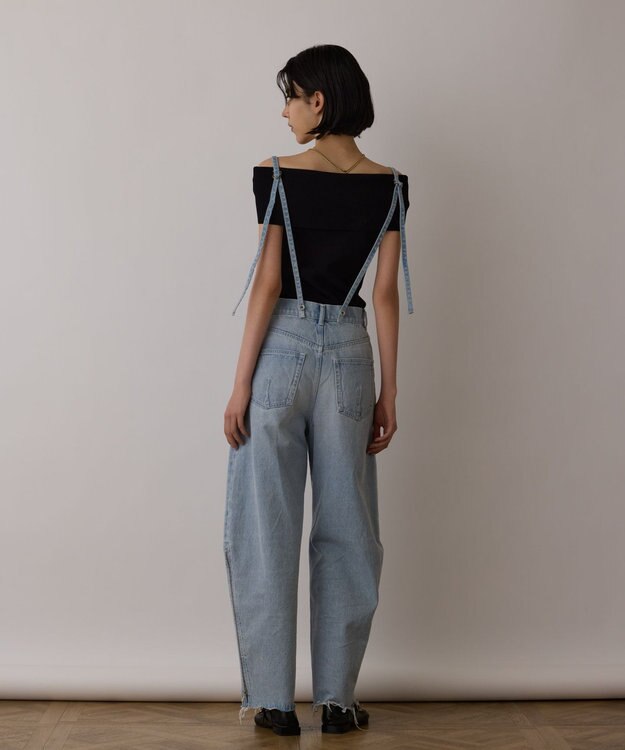 GRACE CONTINENTAL サス付zipデニムパンツ サックス