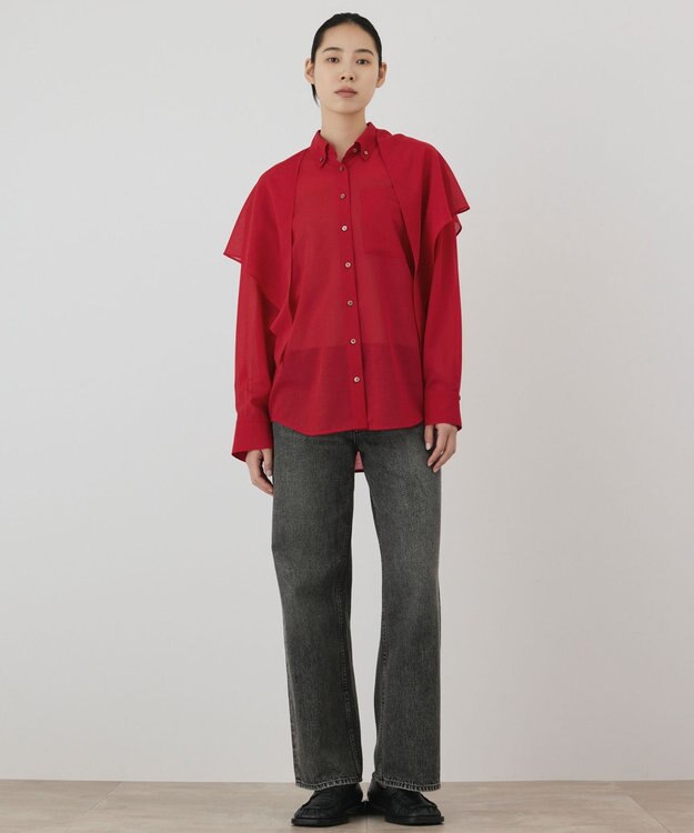 GRACE CONTINENTAL ストール付シャツ レッド