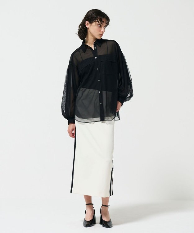 GRACE CONTINENTAL サイドラインジャージスカート ホワイト