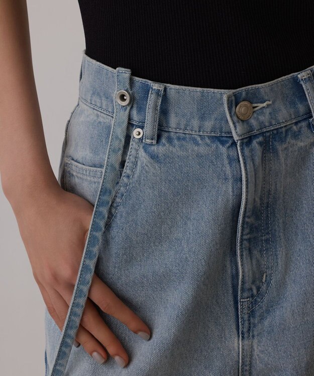 GRACE CONTINENTAL サス付zipデニムパンツ サックス