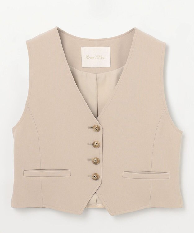 GRACE CONTINENTAL トリアセショートジレ ベージュ