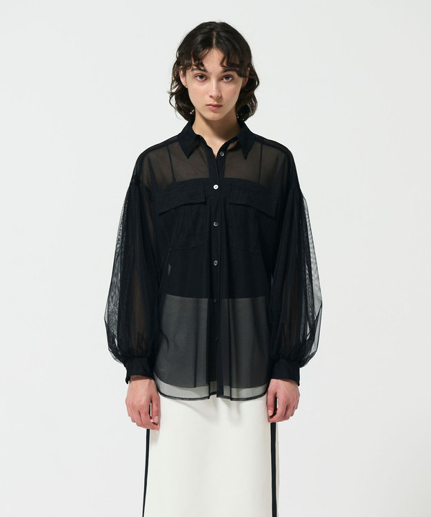 GRACE CONTINENTAL チュールレイヤードシャツ ブラック
