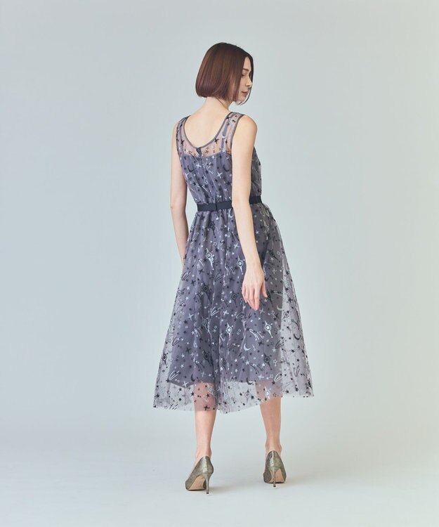GRACE CONTINENTAL スペースembチュールドレス グレー