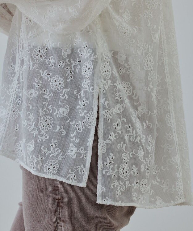 GRACE CONTINENTAL ヨウリュウembカフタンブラウス ホワイト