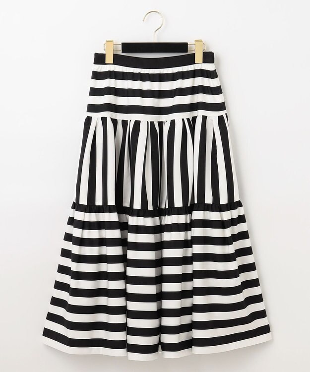 GRACE CONTINENTAL ボーダーコンビスカート ブラック