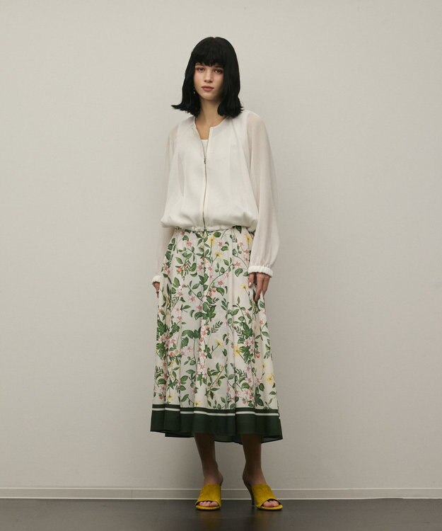 GRACE CONTINENTAL ノーカラーカラミブルゾン ホワイト