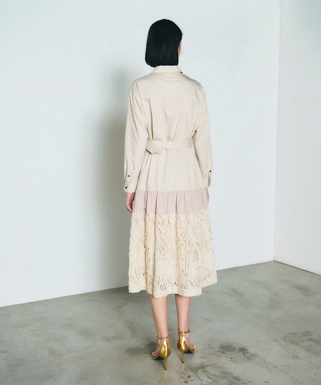 GRACE CONTINENTAL 刺繍ヘムシャツワンピース ベージュ