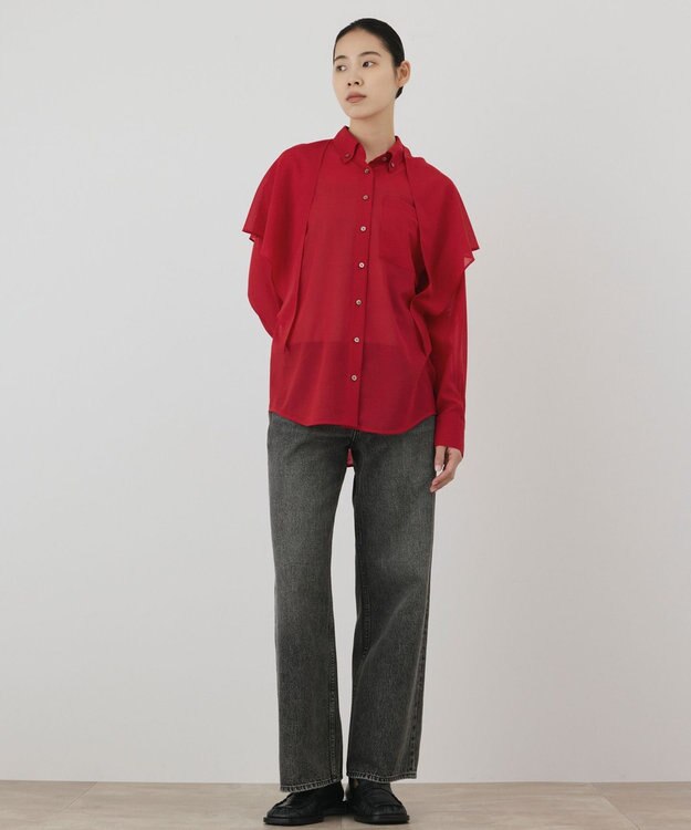 GRACE CONTINENTAL ストール付シャツ レッド