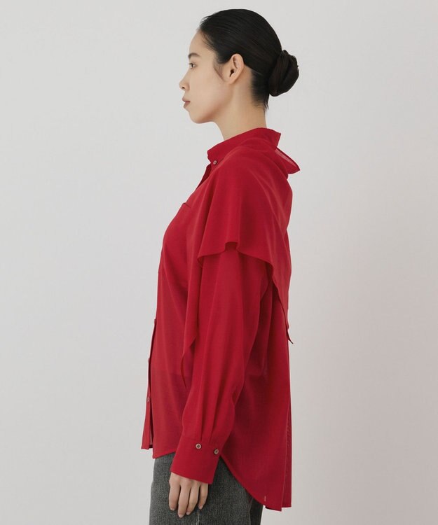 GRACE CONTINENTAL ストール付シャツ レッド